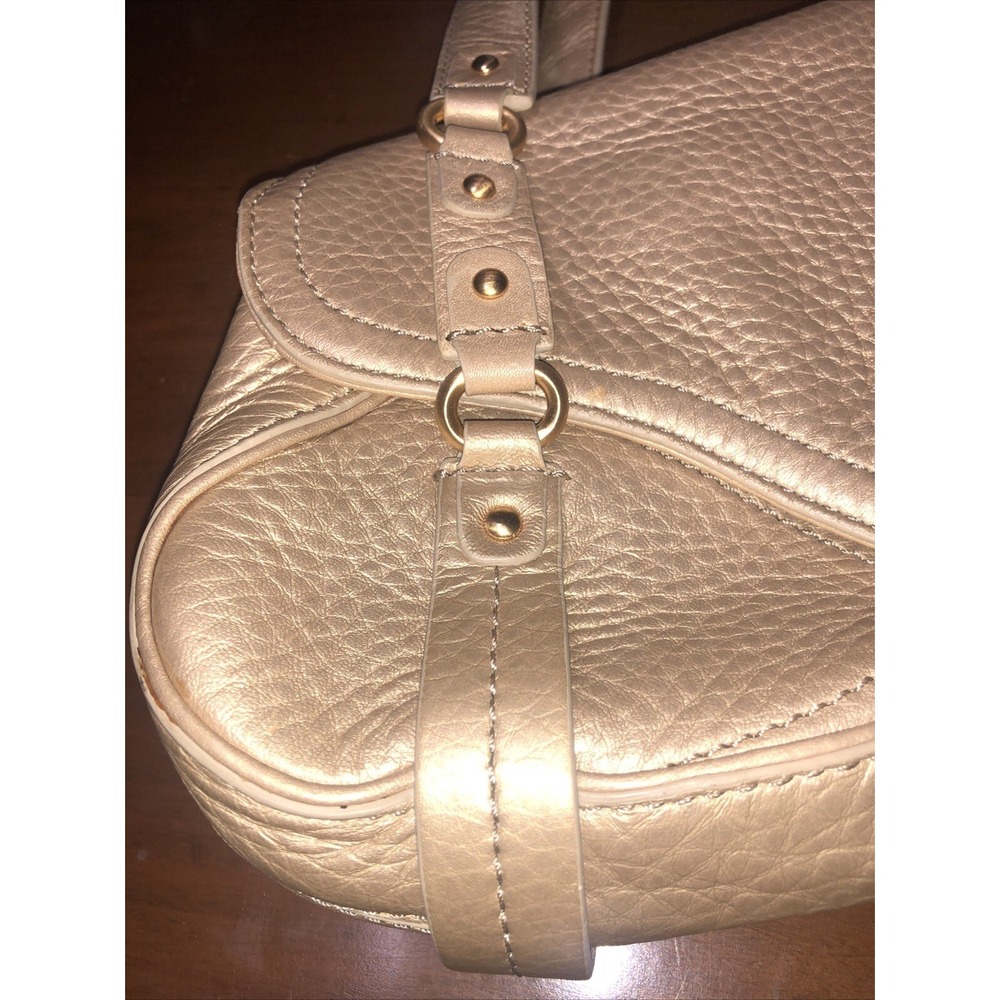 Cole Haan Village H05 Satchel Handbag Gold Pebble Leather - Picture 2 of 7